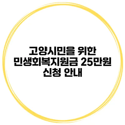 고양시민을 위한 민생회복지원금 25만원 신청 안내
