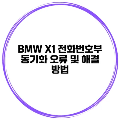 BMW X1 전화번호부 동기화 오류 및 해결 방법