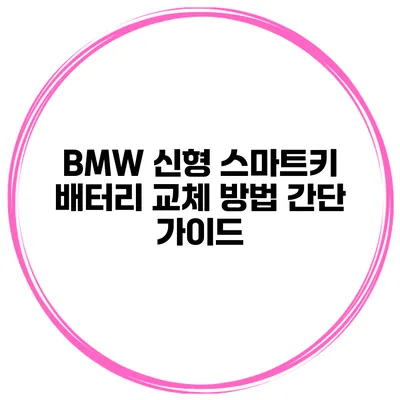 BMW 신형 스마트키 배터리 교체 방법 간단 가이드
