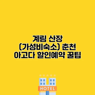 계림 산장 (가성비숙소) 춘천 아고다 할인예약 꿀팁