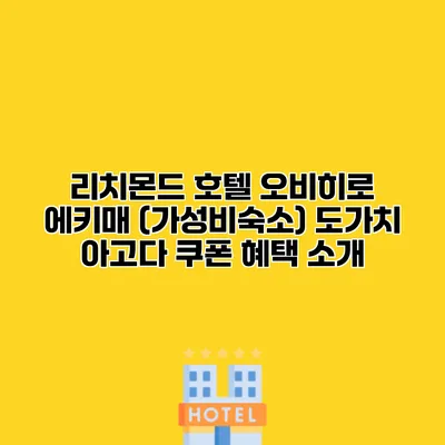 리치몬드 호텔 오비히로 에키매 (가성비숙소) 도가치 아고다 쿠폰 혜택 소개
