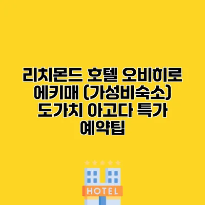 리치몬드 호텔 오비히로 에키매 (가성비숙소) 도가치 아고다 특가 예약팁