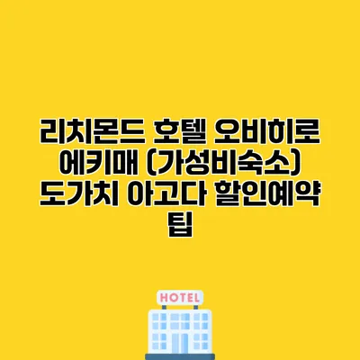 리치몬드 호텔 오비히로 에키매 (가성비숙소) 도가치 아고다 할인예약 팁