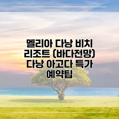 멜리아 다낭 비치 리조트 (바다전망) 다낭 아고다 특가 예약팁