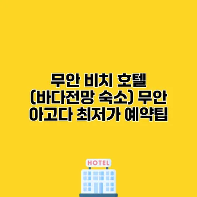 무안 비치 호텔 (바다전망 숙소) 무안 아고다 최저가 예약팁