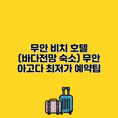 무안 비치 호텔 (바다전망 숙소) 무안 아고다 최저가 예약팁