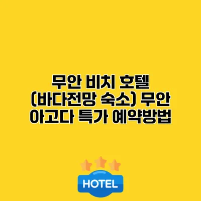 무안 비치 호텔 (바다전망 숙소) 무안 아고다 특가 예약방법
