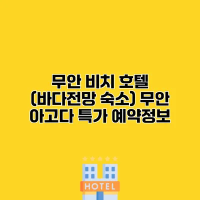 무안 비치 호텔 (바다전망 숙소) 무안 아고다 특가 예약정보