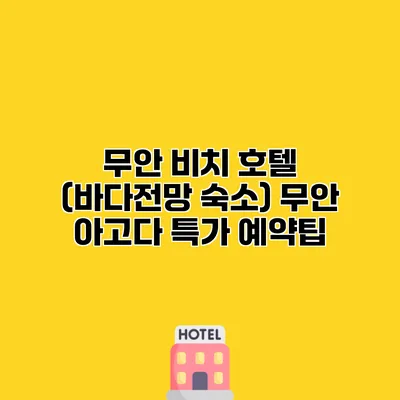 무안 비치 호텔 (바다전망 숙소) 무안 아고다 특가 예약팁
