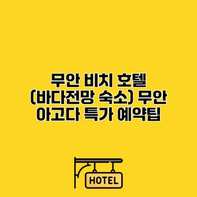 무안 비치 호텔 (바다전망 숙소) 무안 아고다 특가 예약팁