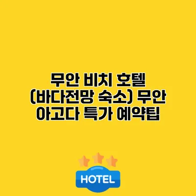 무안 비치 호텔 (바다전망 숙소) 무안 아고다 특가 예약팁