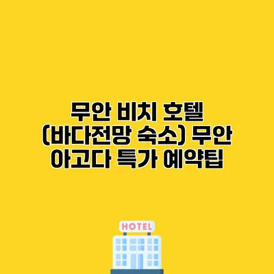 무안 비치 호텔 (바다전망 숙소) 무안 아고다 특가 예약팁