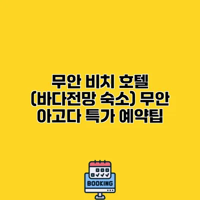 무안 비치 호텔 (바다전망 숙소) 무안 아고다 특가 예약팁