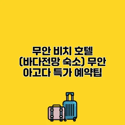 무안 비치 호텔 (바다전망 숙소) 무안 아고다 특가 예약팁