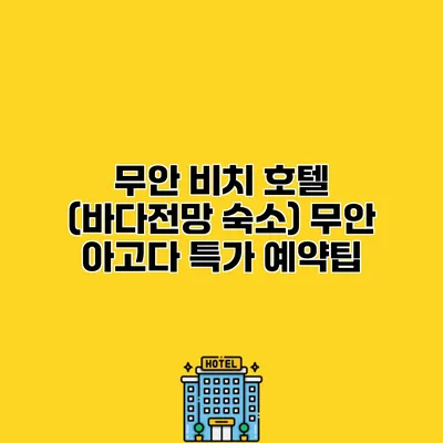 무안 비치 호텔 (바다전망 숙소) 무안 아고다 특가 예약팁