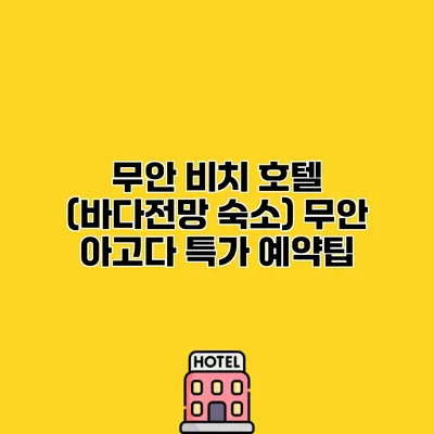 무안 비치 호텔 (바다전망 숙소) 무안 아고다 특가 예약팁