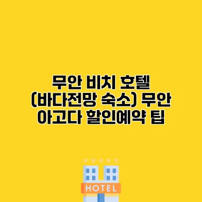 무안 비치 호텔 (바다전망 숙소) 무안 아고다 할인예약 팁