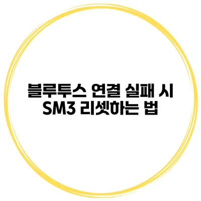 블루투스 연결 실패 시 SM3 리셋하는 법