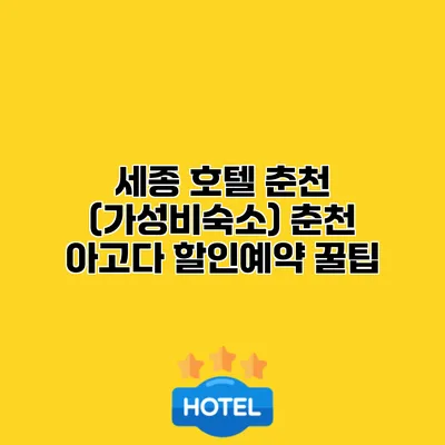 세종 호텔 춘천 (가성비숙소) 춘천 아고다 할인예약 꿀팁