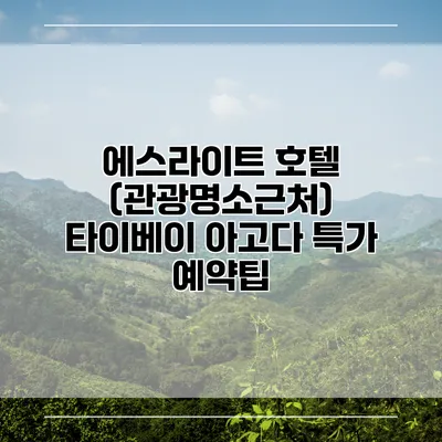 에스라이트 호텔 (관광명소근처) 타이베이 아고다 특가 예약팁