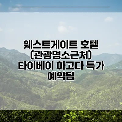 웨스트게이트 호텔 (관광명소근처) 타이베이 아고다 특가 예약팁