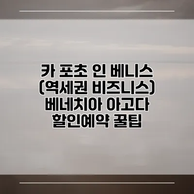 카 포초 인 베니스 (역세권 비즈니스) 베네치아 아고다 할인예약 꿀팁