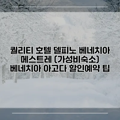 퀄리티 호텔 델피노 베네치아 메스트레 (가성비숙소) 베네치아 아고다 할인예약 팁