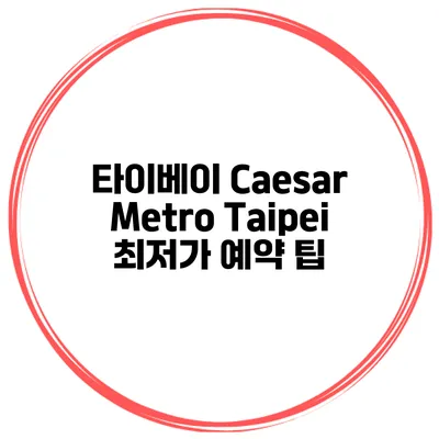 타이베이 Caesar Metro Taipei 최저가 예약 팁